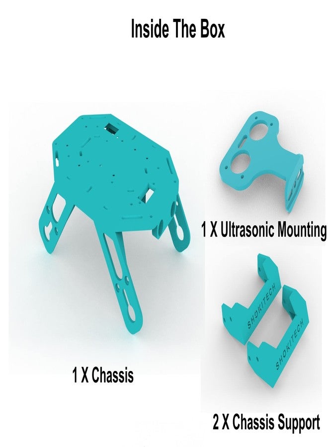 SHOKITECH DIY 4-Wheel Chassis for DIY Robotics with Ultrasonic mounting clamp (Aqua) - Image 4